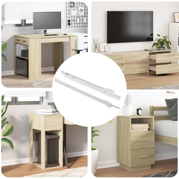 vidaXL Schubladenschiene 2 pcs Wei&szlig; 350 mm Stahl