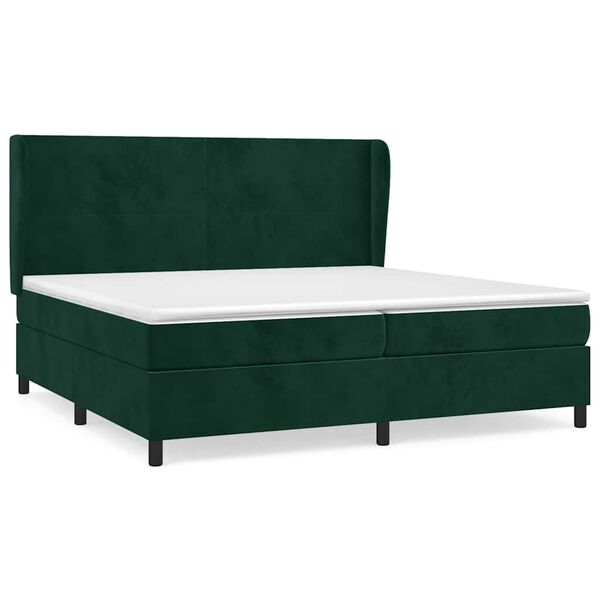vidaXL Boxspringbett mit Matratze Dunkelgr&uuml;n 200x200 cm Samt