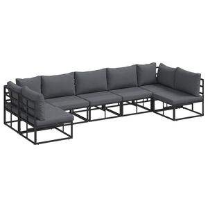 vidaXL Gartensofa-set mit Kissen 7 pcs Schwarz Aluminium