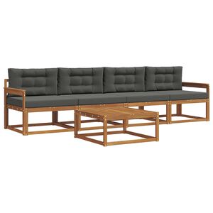 vidaXL Outdoor-Sofagarnitur mit Kissen 5 pcs Natur und Anthrazit