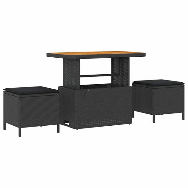 vidaXL Garten-Sofa-Set mit Kissen mit Speicher 9 pcs Schwarz