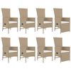 vidaXL 9-tlg. Garten-Essgruppe mit Kissen Beige Poly Rattan