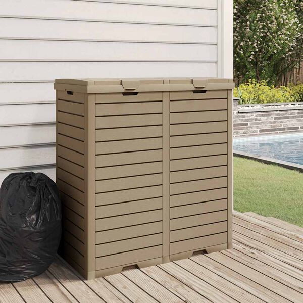 vidaXL Outdoor-M&uuml;lltonne Hellbraun 78x41x86 cm Polypropylen