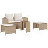 vidaXL 5-tlg. Garten-Sofagarnitur Kissen Stapelbar Beige Poly Rattan