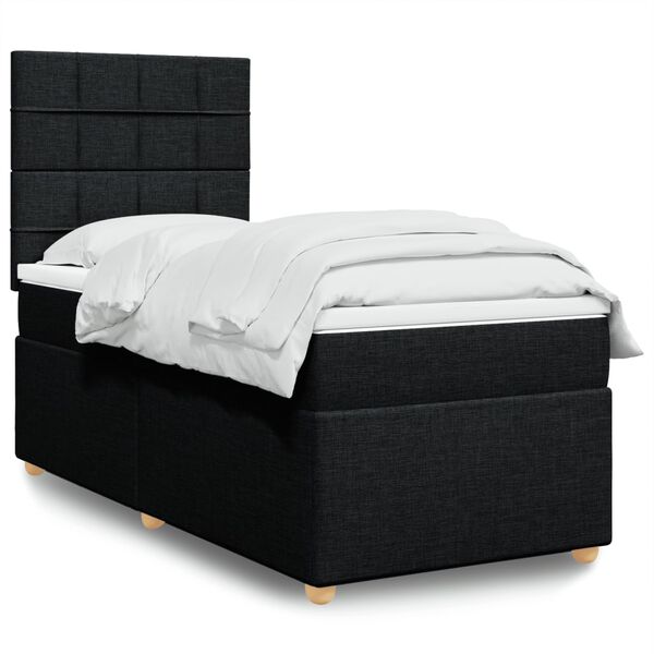 vidaXL Boxspringbett mit Matratze Schwarz 80x200 cm Stoff