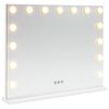 vidaXL LED Schminkspiegel Wei&szlig; 58 x 10 x 47 cm Glas und Stahl