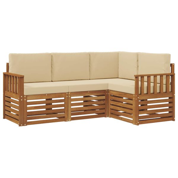 vidaXL Sofagarnituren 4 pcs Natur und Beige Massivholz Akazie