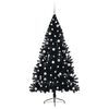 vidaXL K&uuml;nstlicher vorbeleuchteter Weihnachtsbaum Schwarz 210 cm PVC