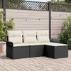 vidaXL Sofa Set mit Kissen 4 pcs Schwarz und Creme Poly-Rattan