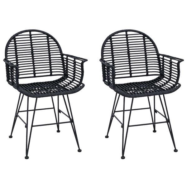 vidaXL Esszimmerstuhl 2 pcs Schwarz 57 x 54,5 x 85 cm Rattan und Eisen