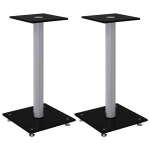 vidaXL Lautsprecher-St&auml;nder 2 Stk. Schwarz & Silbern Hartglas 1 S&auml;ule