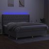 vidaXL Boxspringbett mit Matratze & LED Hellgrau 200x200 cm Stoff