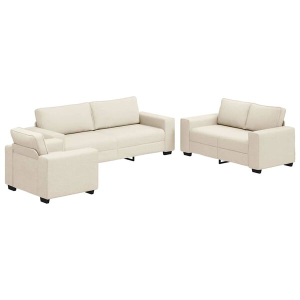 vidaXL Sofa 3 pcs Beige Leinenmischgewebe