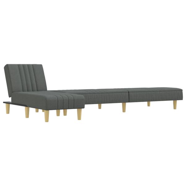 vidaXL Schlafsofa in L-Form Dunkelgrau 255x140x70 cm Stoff
