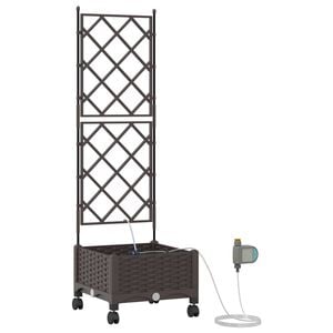vidaXL Garten Blumenk&uuml;bel mit Bew&auml;sserung und R&auml;dern Braun PP