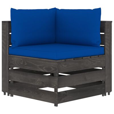 vidaXL 2-Sitzer Outdoor-Sofa mit Kissen Grau Imprägniertes Kiefernholz