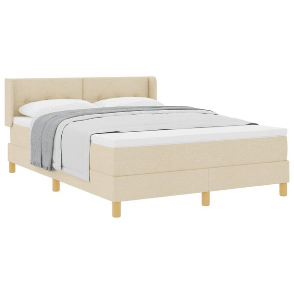 vidaXL Boxspringbett mit Matratze Creme 190 x 140 cm Polyester