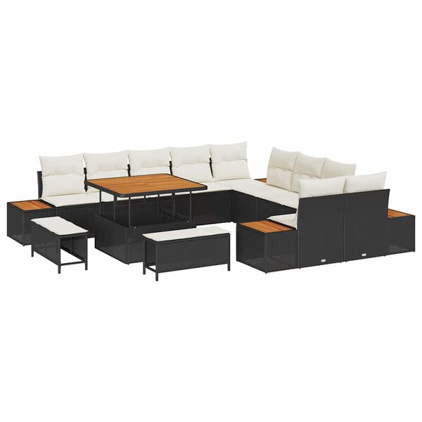 vidaXL Gartensofa-set 13 pcs Schwarz Poly-Rattan