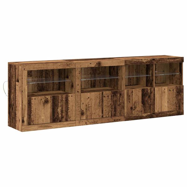 vidaXL LED-Sideboard Altholz 202 x 37 x 67 cm Holzwerkstoff