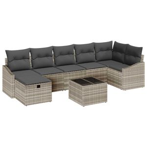 vidaXL Sofa Set mit Kissen mit Speicher 8 pcs Poly-Rattan
