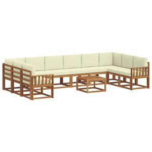vidaXL Outdoor-Sofagarnitur 11 stk. Natur und Creme
