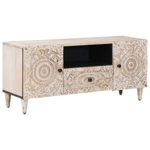 vidaXL TV-Schr&auml;nk Wei&szlig; 105 x 33,5 x 46 cm Massivholz Mango