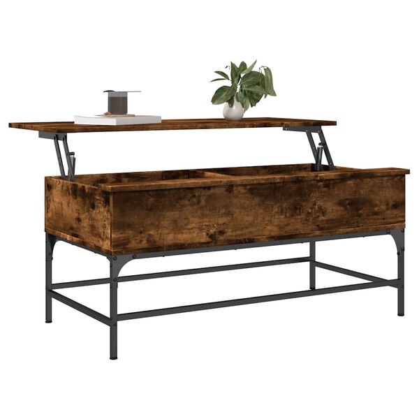 vidaXL Couchtisch Räuchereiche 100x50x45 cm Holzwerkstoff und Metall