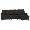 vidaXL 3-Sitzer-Sofa mit Hocker Schwarz 180 cm Stoff
