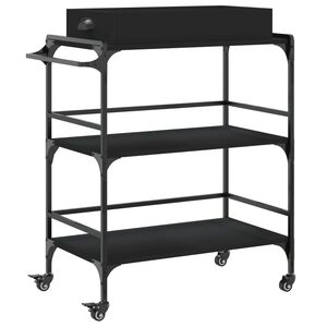 vidaXL K&uuml;chenwagen Schwarz 81,5x41x92,5 cm Holzwerkstoff