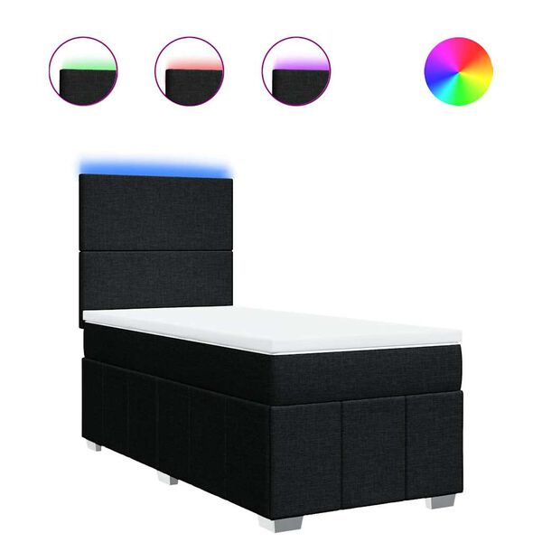 vidaXL Boxspringbett mit Matratze Schwarz 80x200 cm Stoff