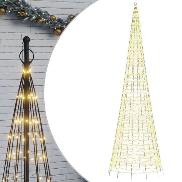 vidaXL LED-Weihnachtsbaum f&uuml;r Fahnenmast 1534 LEDs Warmwei&szlig; 500 cm