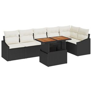 vidaXL Gartensofa-set 7 Stk. Schwarz und Creme