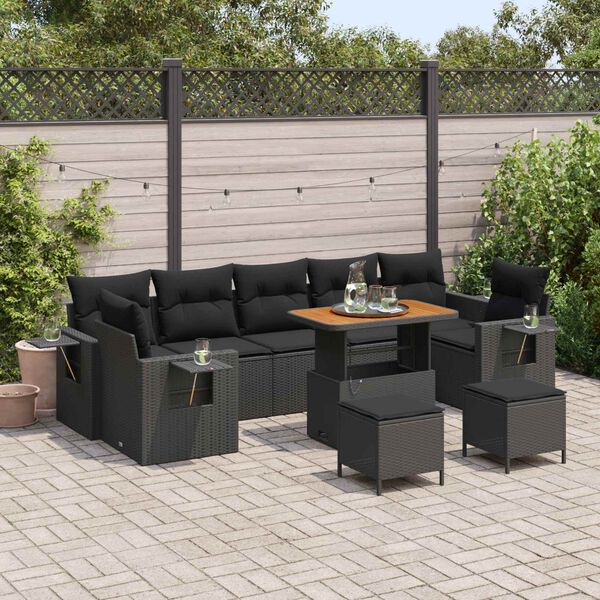 vidaXL Garten-Sofa-Set 10 pcs Schwarz Poly-Rattan