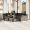 vidaXL Garten-Sofa-Set mit Kissen mit Speicher 13 pcs Grau