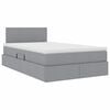 vidaXL Bett mit Stauraum und LED mit LED Hellgrau 120 x 190 cm Stoff