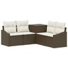 vidaXL Sofa Set 5 stk. Braun und Creme Wei&szlig; Polyrattan und Stahl