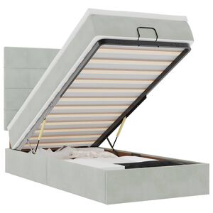 vidaXL Ottoman-Bett mit Matratzen & LEDs Hellgrau 90x200 cm Samt