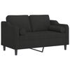 vidaXL 2-Sitzer-Sofa mit Zierkissen Schwarz 120 cm Stoff