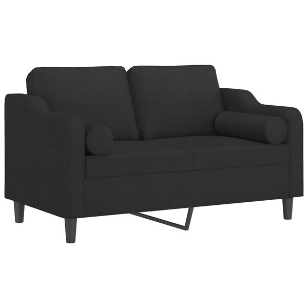 vidaXL 2-Sitzer-Sofa mit Zierkissen Schwarz 120 cm Stoff