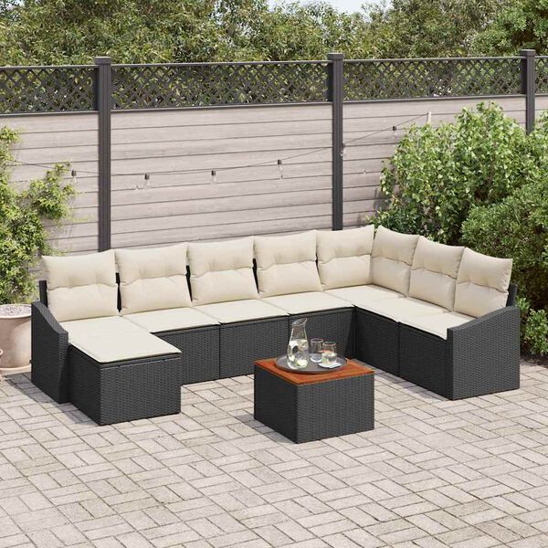 vidaXL Garten-Sofa-Set 9 pcs Schwarz und Weiß