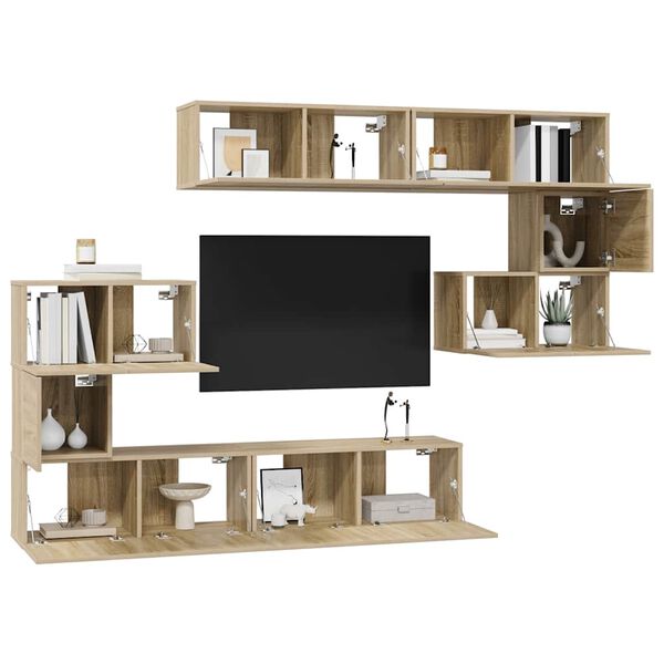 vidaXL 8-tlg. TV-Schrank-Set Sonoma-Eiche Holzwerkstoff