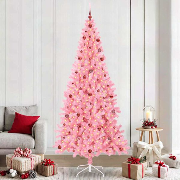 vidaXL Weihnachtsbaum mit 300 LEDs mit St&auml;nder Rosa 240 cm PVC