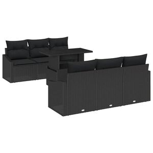 vidaXL Gartensofa-set 7 stk. Schwarz Poly-Rattan