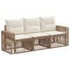 vidaXL Gartensofa-set 3 pcs Beige und Cremewei&szlig; Poly-Rattan