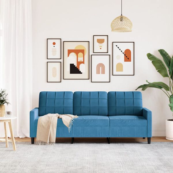 vidaXL 3-Sitzer-Sofa Blau 180 cm Samt