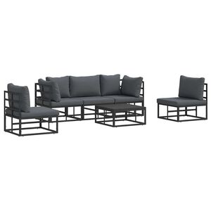 vidaXL Gartensofa-set 6 stk. Schwarz Aluminium