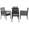 vidaXL Garten Essgruppe 5 pcs Schwarz Poly Rattan