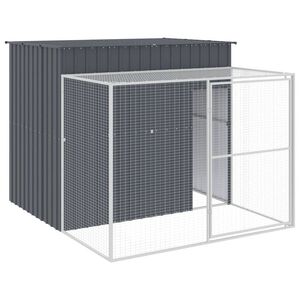 vidaXL Hundeh&uuml;tte mit Auslauf Anthrazit 214x253x181cm Verzinkter Stahl