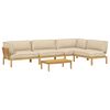 vidaXL Sofa Set mit Kissen Uni 5 pcs Beige Massivholz Akazie