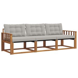 vidaXL Outdoor-Sofagarnitur mit Kissen 3 pcs Nat&uuml;rlich und Hellgrau